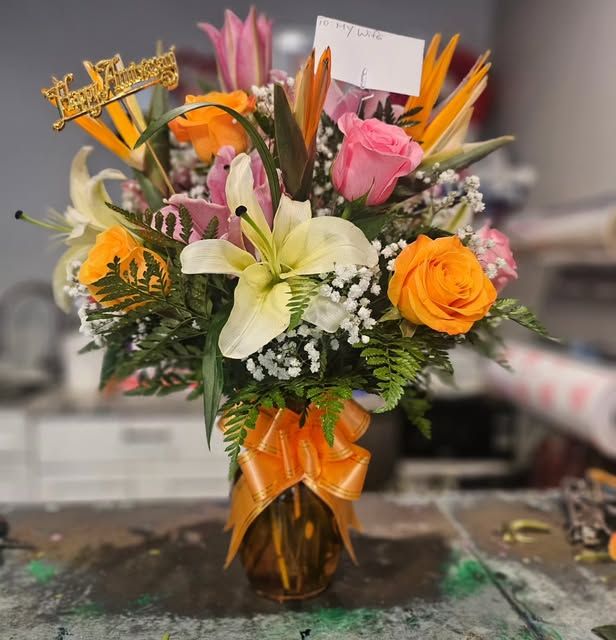 Mixed carnation bouquet arranged in-store at House Of Petals 127, Harlem